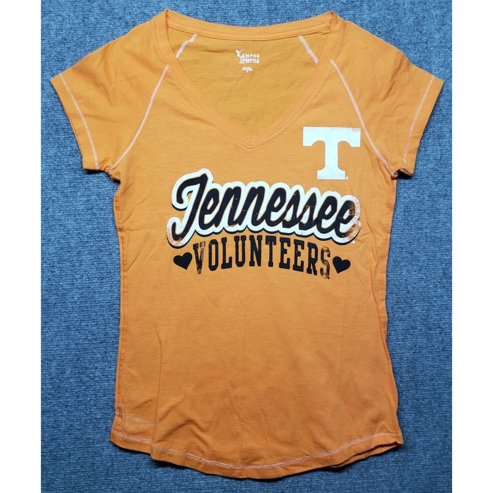 Campus Lifestyle T-Shirt Womens M Orange Tennessee Volunteers V-Neck Cotton